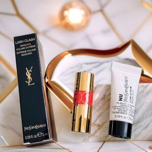 ✨ YSL Lash Clash Mascara, Lipstick, & Glow in Balm Set